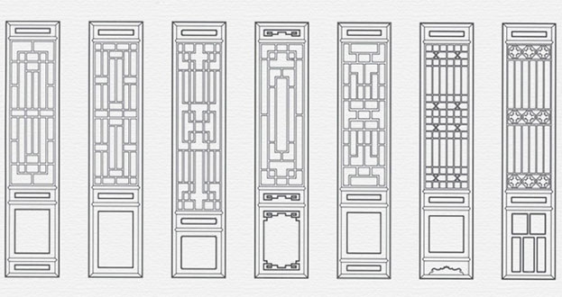 达日常用中式仿古花窗图案隔断设计图